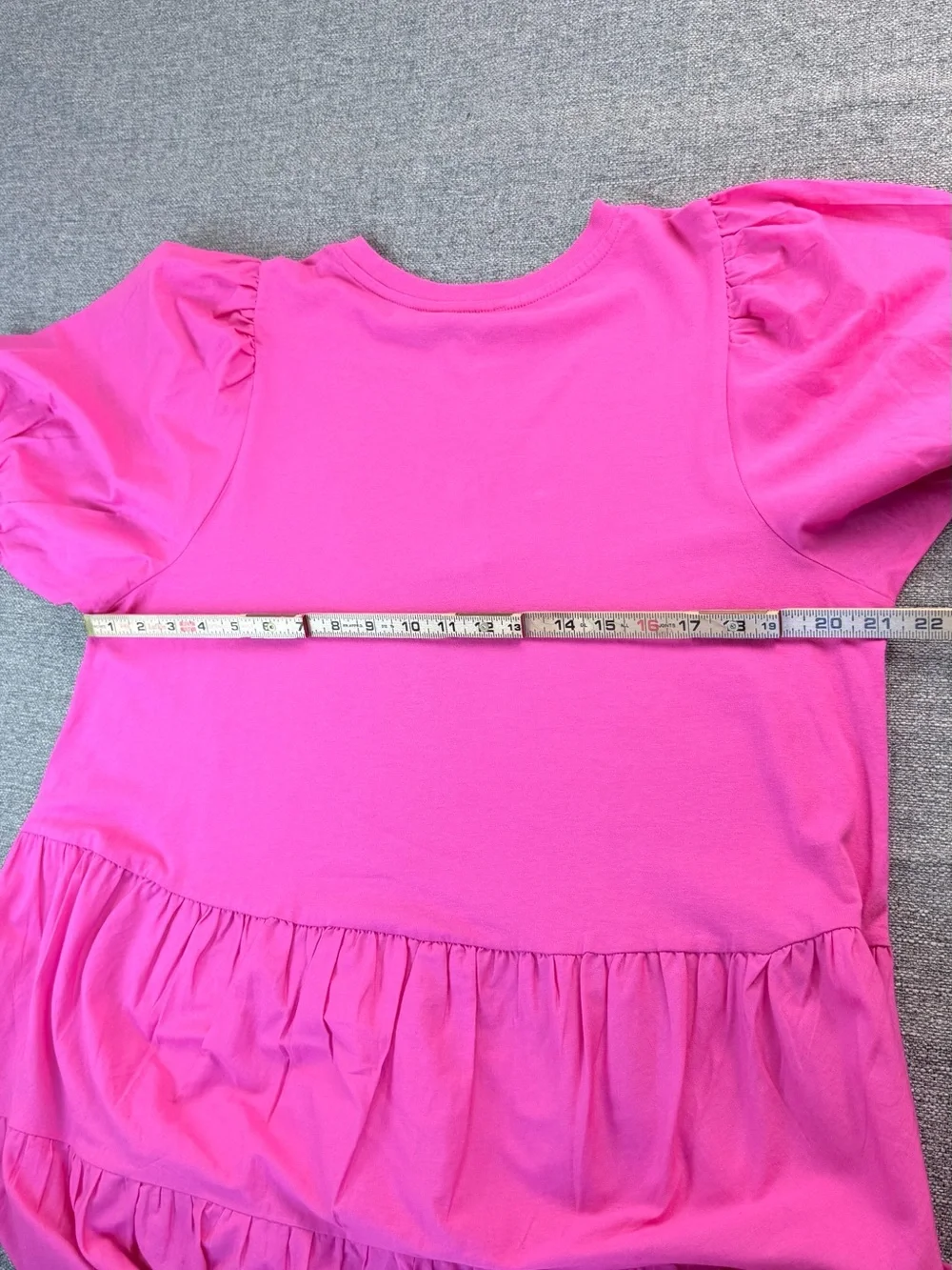 Zara Hot Pink Tiered Puff-Sleeve Dress SzXL - Picture 11 of 12